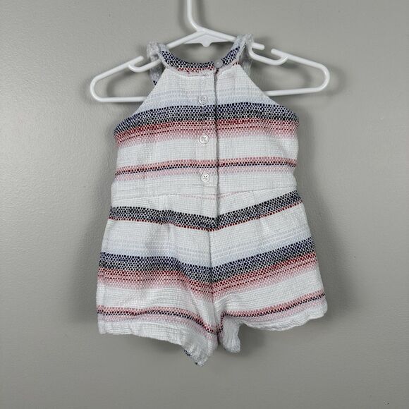 Janie And Jack Baby Girl 12-18 Months Romper Red White Blue Summer Patriotic - Picture 1 of 3